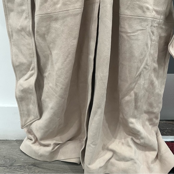 NWT Helsa 100% Genuine Suede Leather Beige Trench Coat Double Breasted size L - Picture 14 of 14